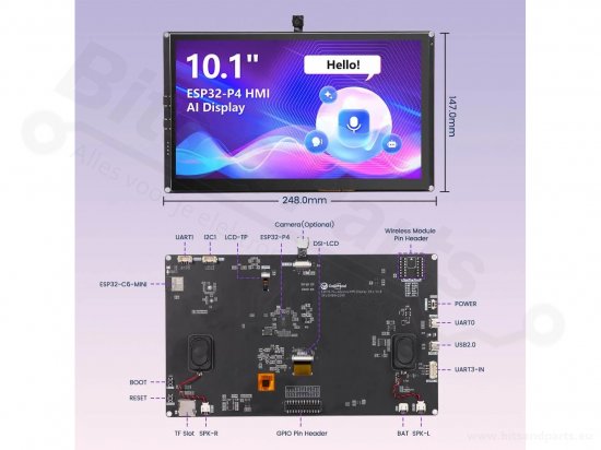 CrowPanel Advanced 10,1 inch | ESP32-P4 HMI AI-display 1024x600 IPS-touchsc
